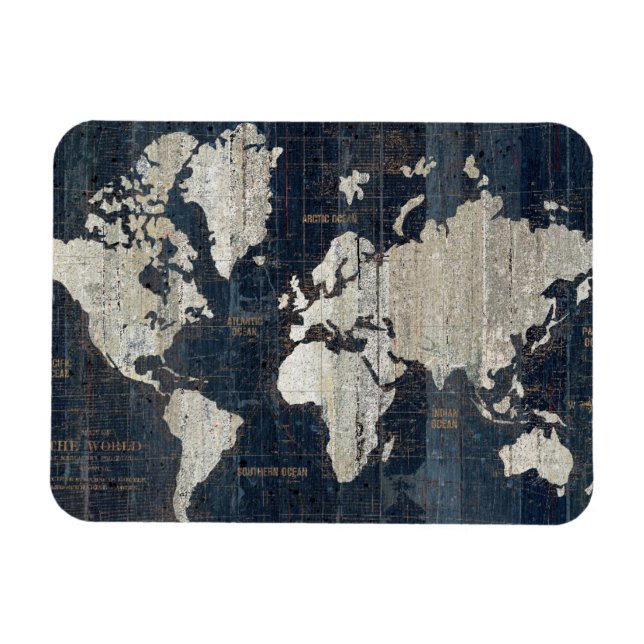 Old World Map Blue Magnet (Horizontal)