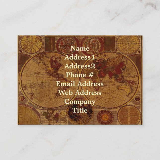 Old World Map Business Card Visitenkarte (Vorderseite)