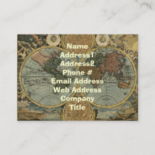 Old World Map Business Cards Visitenkarte