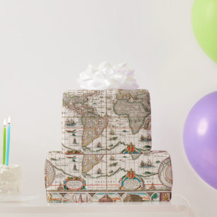 Old World Map Muster Wrapping Paper Geschenkpapier