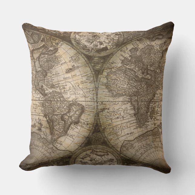 Old World Map Pillow Kissen (Vorderseite)