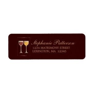 Old World Red & White Wine Glass Address Labels