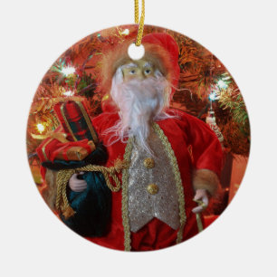Old World Santa Closing Keramik Ornament