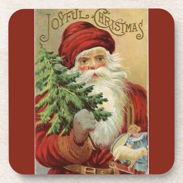 Old World Santa Joyce Weihnachten Rot Untersetzer (Vorderseite)