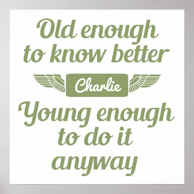 "Old & Young"-individuelle Name-Plakat Poster (Vorne)
