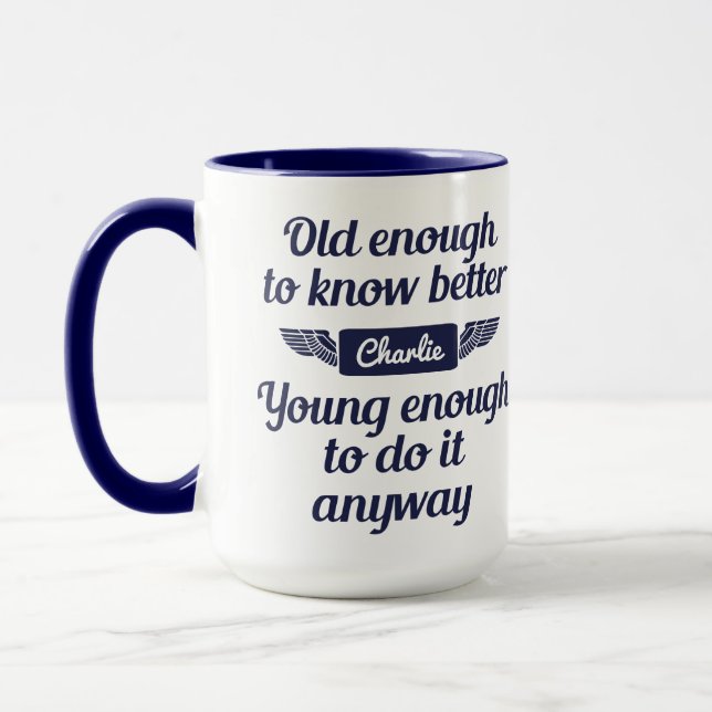 "Old & Young" individuelle Name Tasse (Links)