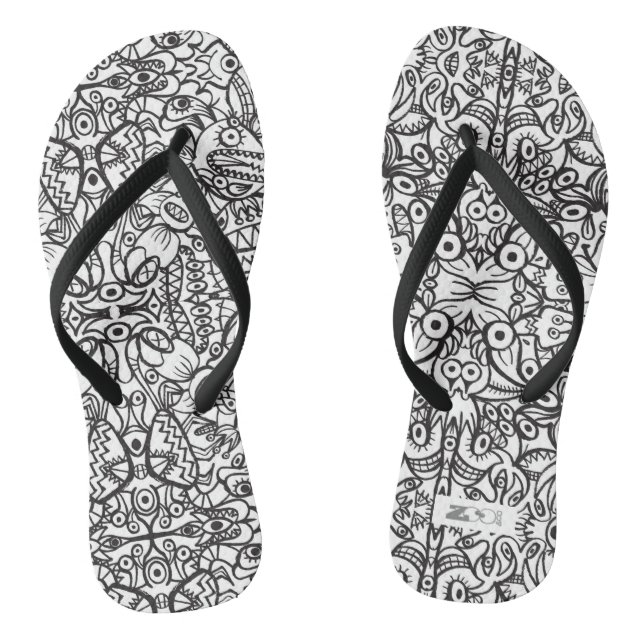 Olddoodle-Kunstkreaturen in einem verrückten Muste Flip Flops (Fußbett)
