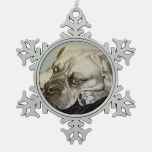 Olde Englisch Bulldogge durch Carol Zeock Schneeflocken Zinn-Ornament