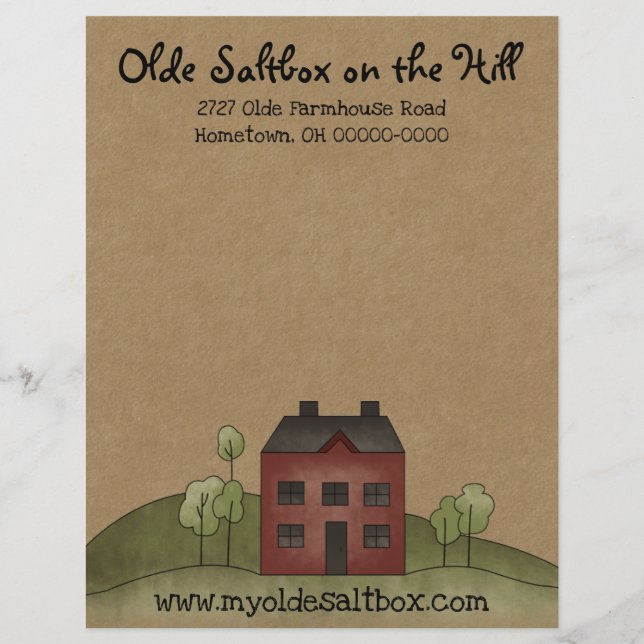 Olde Red Saltbox Primitive Letterhead Briefbogen (Vorderseite)