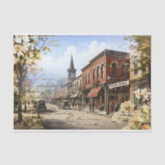 Olde Towne Erinnerungen Vintag Decoupage Seidenpapier (Vorderseite)