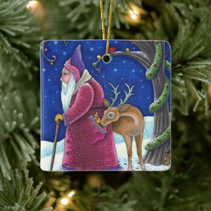 OLDE WORLD BELSNICKLE & HUNGRY REINDEER, CHRISTMAS KERAMIKORNAMENT