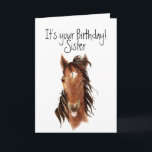 Older Sister Birthday Horse Sticking out Tongue Karte<br><div class="desc">Perfect card for the sister who loves horses and is older than you.</div>