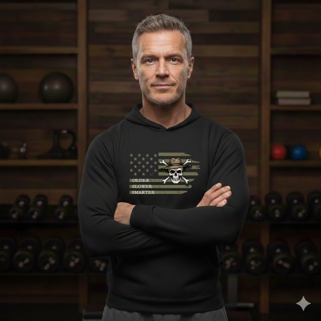 Older Slower Smarter American Flag Skull Hoodie (Von Creator hochgeladen)