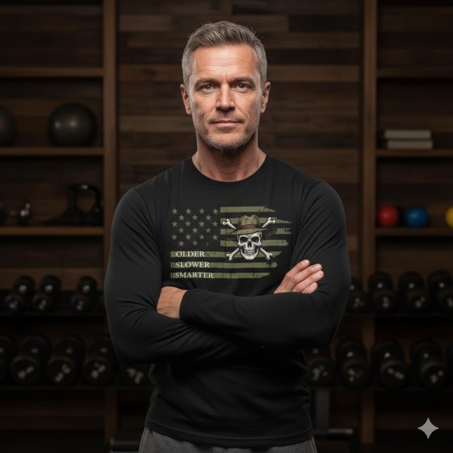 Older Slower Smarter Skull US Flag Long Sleeve Tee (Von Creator hochgeladen)