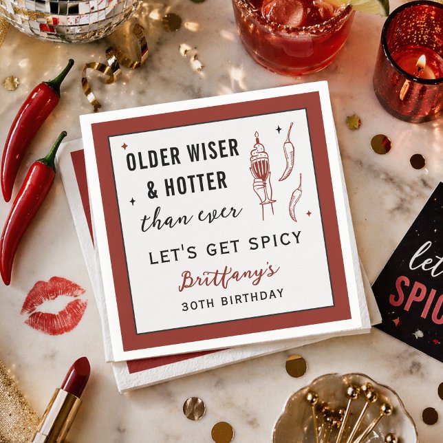 Older Wiser Hotter Than Ever Personalized Birthday Serviette (Von Creator hochgeladen)