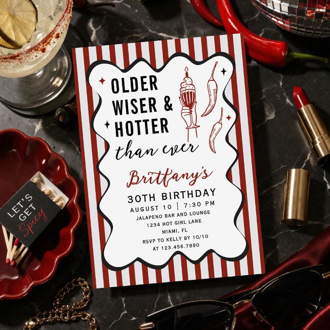 Older Wiser Hotter Than Ever Retro 30th Birthday Einladung (Von Creator hochgeladen)