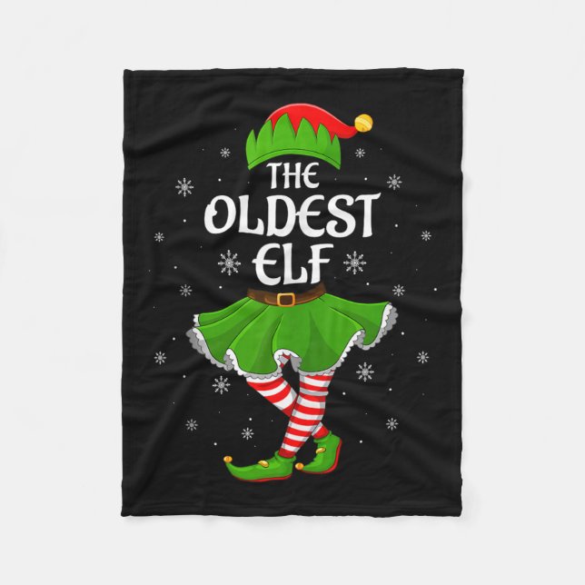 Oldest Elf Christmas Family Girls Women Elf Squad  Fleecedecke (Vorderseite)