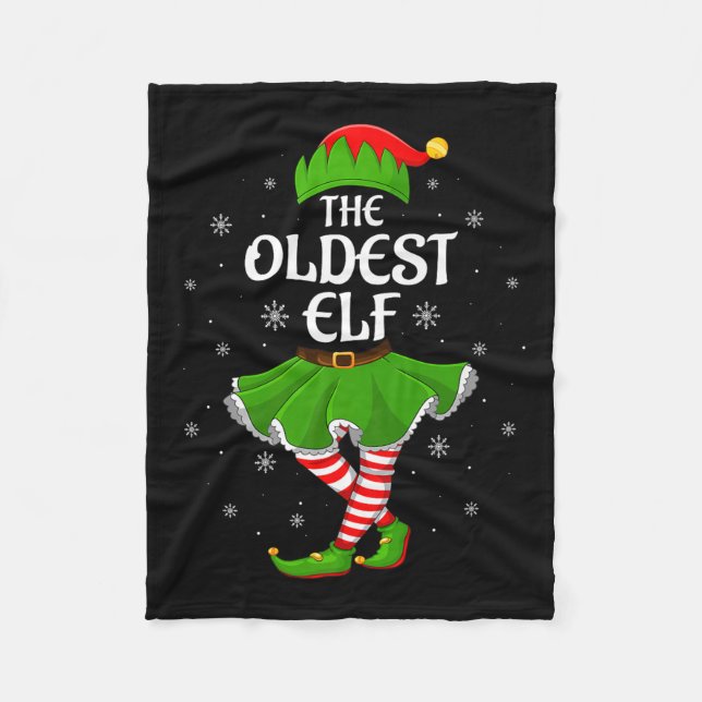 Oldest Elf Christmas Family Girls Women Elf Squad  Fleecedecke (Vorderseite)