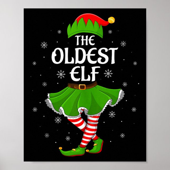 Oldest Elf Christmas Family Girls Women Elf Squad  Poster (Vorne)
