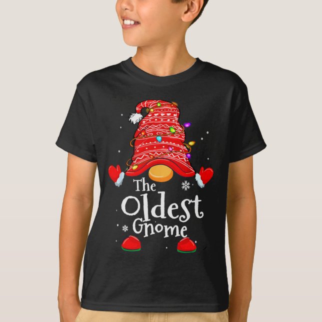 Oldest Gnome - Xmas Family Grandparents Christmas  T-Shirt (Vorderseite)