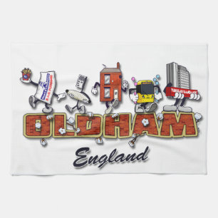 Oldham-Cartooncharaktere Geschirrtuch