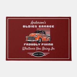 Oldies Garage LKW Name Funny Sprichwort Red Fußmatte