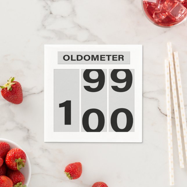 OLDOMETER 100. Geburtstag 99 bis 100 Serviette (Beispiel)