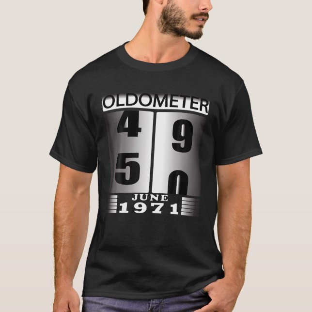 Oldometer 49 50, Geboren im JUNI 1970, Funny 50th  T-Shirt (Vorderseite)