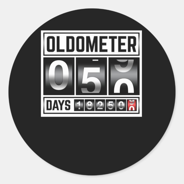 OLDOMETER 50 Jahre alt 1971 50. Geburtstag Runder Aufkleber (Vorderseite)