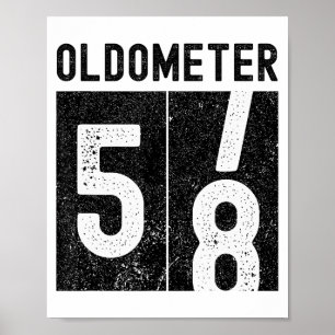 Oldometer 58. Geburtstag Lustig Retro 58 Jahre Alt Poster
