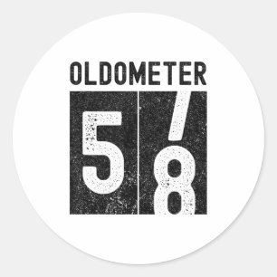 Oldometer 58. Geburtstag Lustig Retro 58 Jahre Alt Runder Aufkleber
