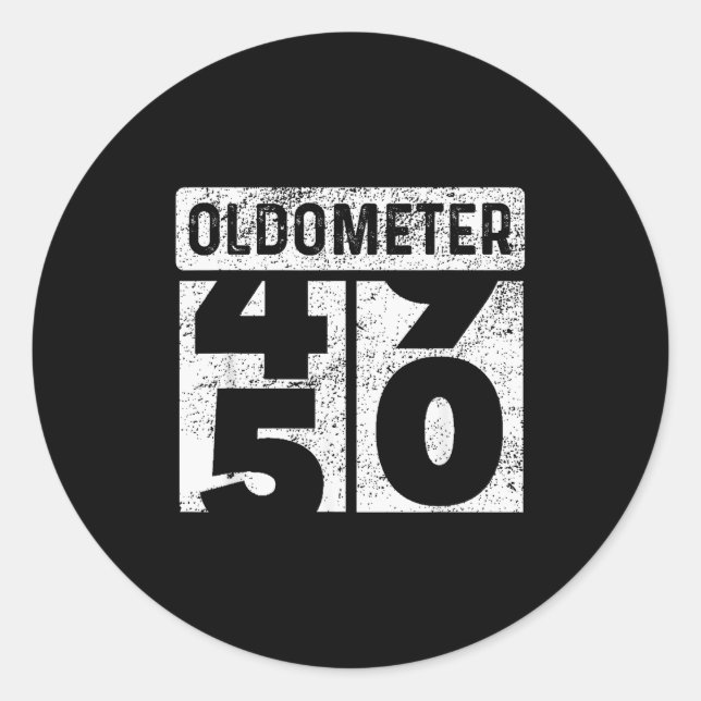 Oldometer Odometer Funny 50th Birthday Gift 50 Yrs Runder Aufkleber (Vorderseite)