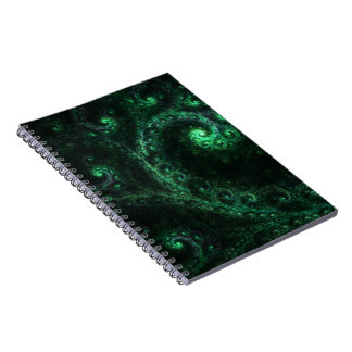 OldOnes Green and Black Spiral Fraktal Notebook Notizblock