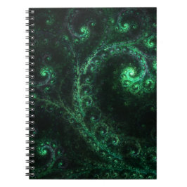 OldOnes Green and Black Spiral Fraktal Notebook Notizblock