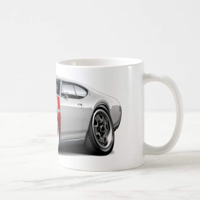 Olds 442 Weiß-Rotes Auto 1968 Tasse (Rechts)