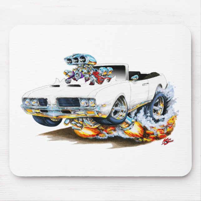 Olds Macheten-weißes Kabriolett 1969 Mousepad (Vorne)