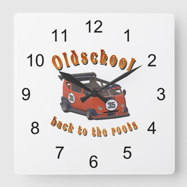 Oldschool Speed - ​ zurück an die Wurzeln! Quadratische Wanduhr (Vorderseite)