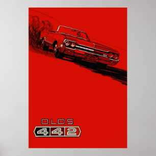 Oldsmobile 442 Vintage Plakatwiedergabe 1964 Poster