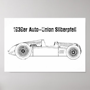 Oldtimer 1939 Deutscher Auto-Gewerkschaft Silberst Poster