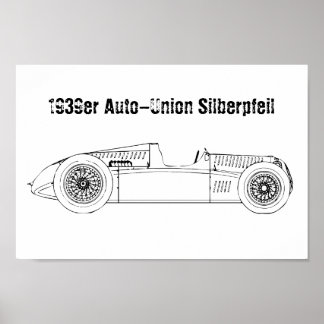 Oldtimer 1939 Deutscher Auto-Gewerkschaft Silberst Poster
