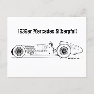 Oldtimer 1939er Deutschland Mercedes Sielberpfeil Postkarte