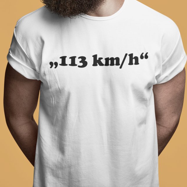 Oldtimer 2cv 113 kmh Typografie T-Shirt (2CV T-Shirt in White with minimalistic Text in Black)