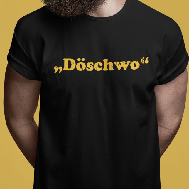 Oldtimer 2cv Döschwo Typografie T-Shirt (2CV Shirt in Black with a Yellow Typography)