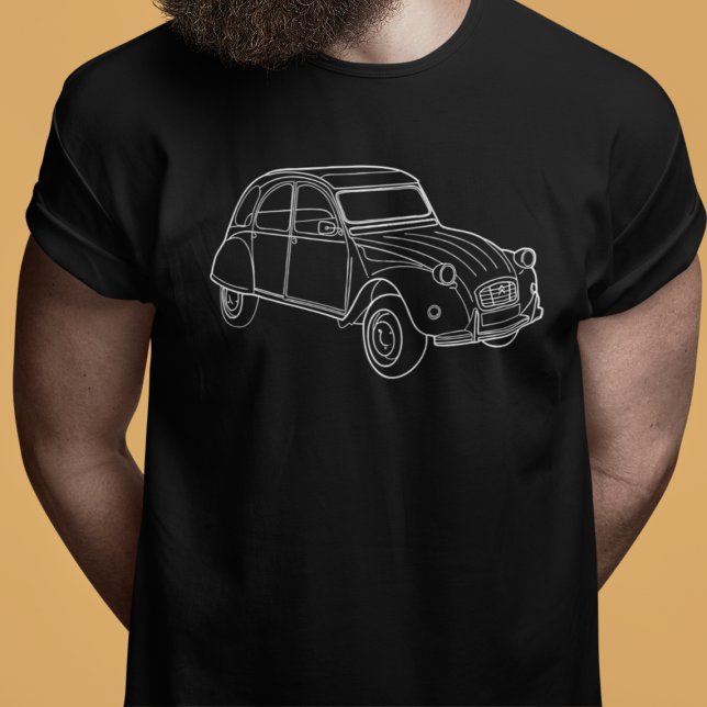 Oldtimer 2cv Ente Diagonal Linienzeichnung T-Shirt (Von Creator hochgeladen)