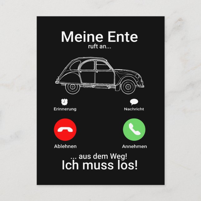 Oldtimer 2cv Ente Silhouette Smartphone Postkarte (Vorderseite)