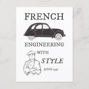 Oldtimer 2cv French engineering Retro Postkarte