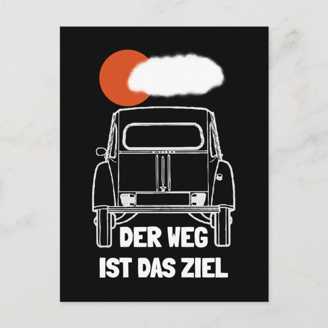 Oldtimer 2cv Retro Sonnenuntergang Postkarte (Vorderseite)