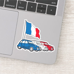 Oldtimer 2CV Trio Frankreich Flagge Aufkleber