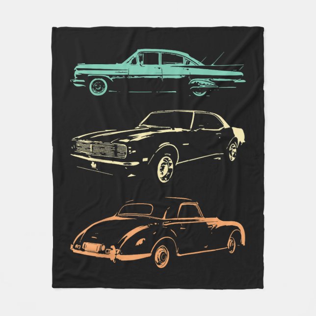 Oldtimer - 80er & 90er Grafik Retro Fleecedecke (Vorderseite)