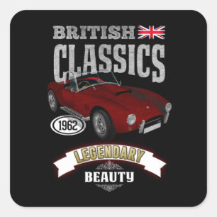 Oldtimer AC Cobra British Beauty Quadratischer Aufkleber